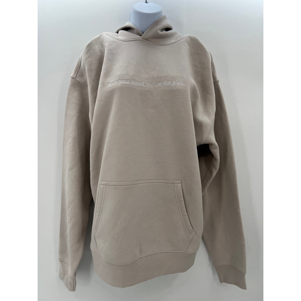 FYMFTP Tan Beige F*** Your Mood Follow The Plan Embroidered Hoodie Large